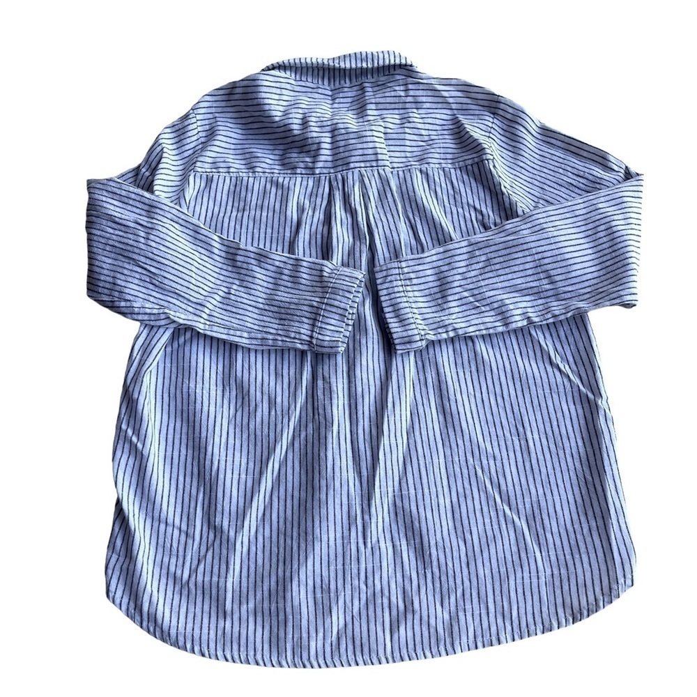 Jiwa White and Black Stripes with Mickey Mouse & Pluto Button Up Shirt US S - Picture 2 of 7